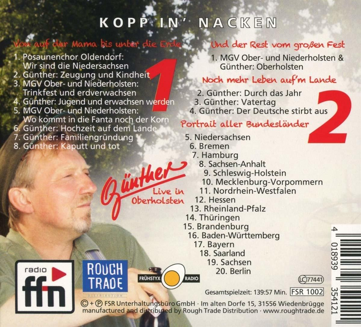 Ein Musikalbum-Cover mit Günthers Porträt und einer Titelliste.