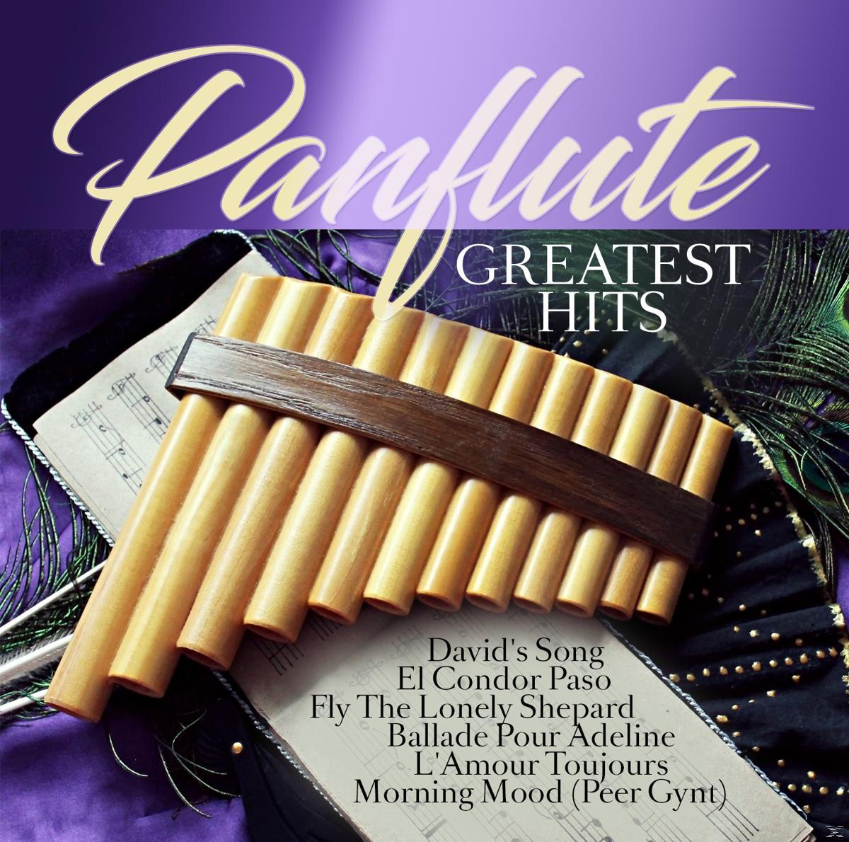 Albumcover mit Panflöte, Noten und den Worten „Panflöte Greatest Hits“.