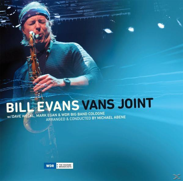 Bill Evans Vans Joint Albumcover. Mann mit Saxophon, blauer Hintergrund und Text.