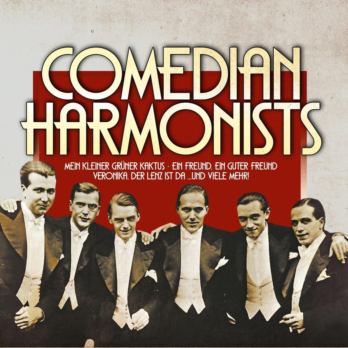 Albumcover mit einer Gruppe von Männern in Smokings. Text lautet 'Comedian Harmonists' und Songtitel.
