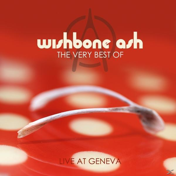 Albumcover: Wishbone Ash Logo und Text 'The Very Best Of' auf rotem Hintergrund mit einem Fischgrätenmuster.