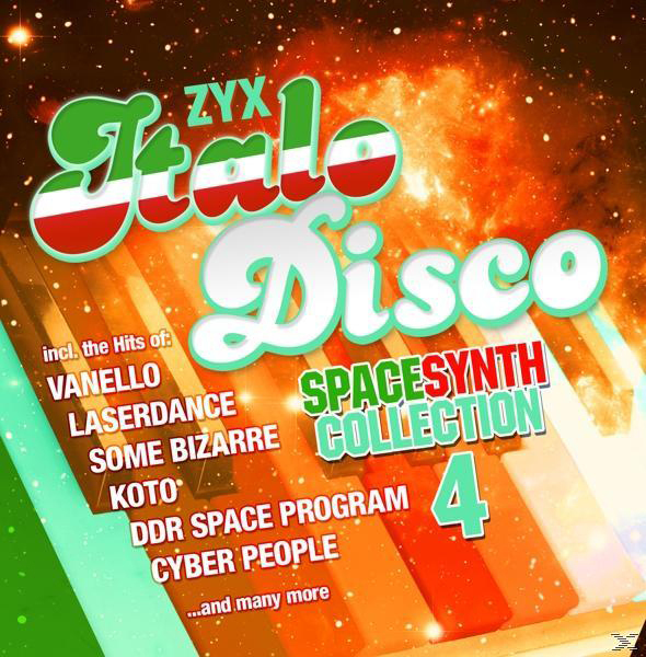 Albumcover für ZYX Italo Disco. Enthält den Titel in einem grün-roten Design und einen Weltraumhintergrund.