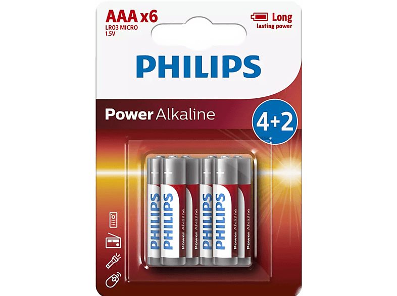 PHILIPS LR03P6BP/10 Power Alkalin AAA 4+2 Pil