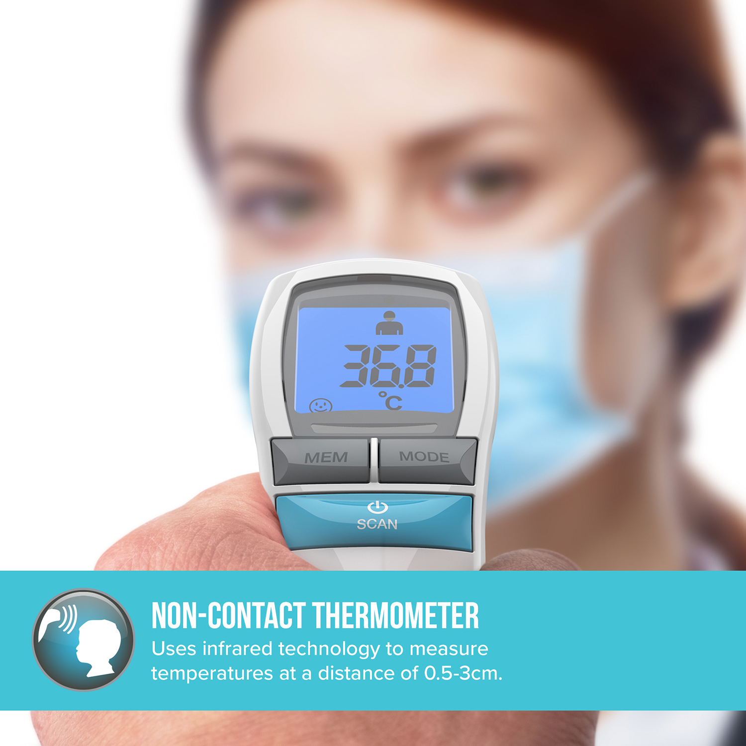 A thermometer displaying 36.8 degrees Celsius, held by a hand.