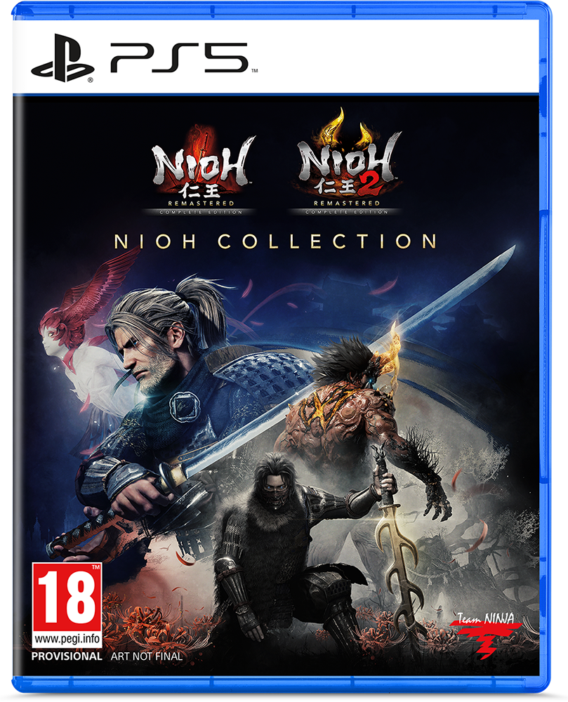 Nioh Collection game cover. Twee krijgers staan tegenover elkaar, een met een zwaard, de ander met een zwaard.
