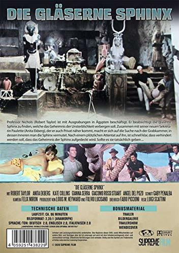 Filmposter. Szene zeigt eine historische Umgebung mit Menschen und Statuen. Text: Die Gläserne Sphinx.