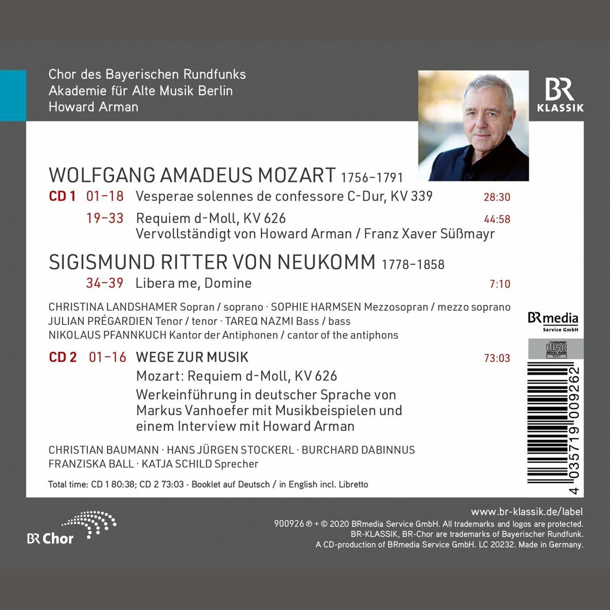 Ein CD-Cover mit Wolfgang Amadeus Mozart und musikalischen Details.