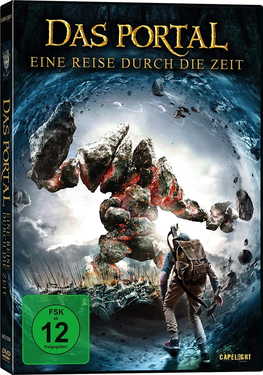 DVD-Cover für 'Das Portal'. Es zeigt eine Figur, die ein Portal betritt. Der Hintergrund ist ein stürmischer Himmel.