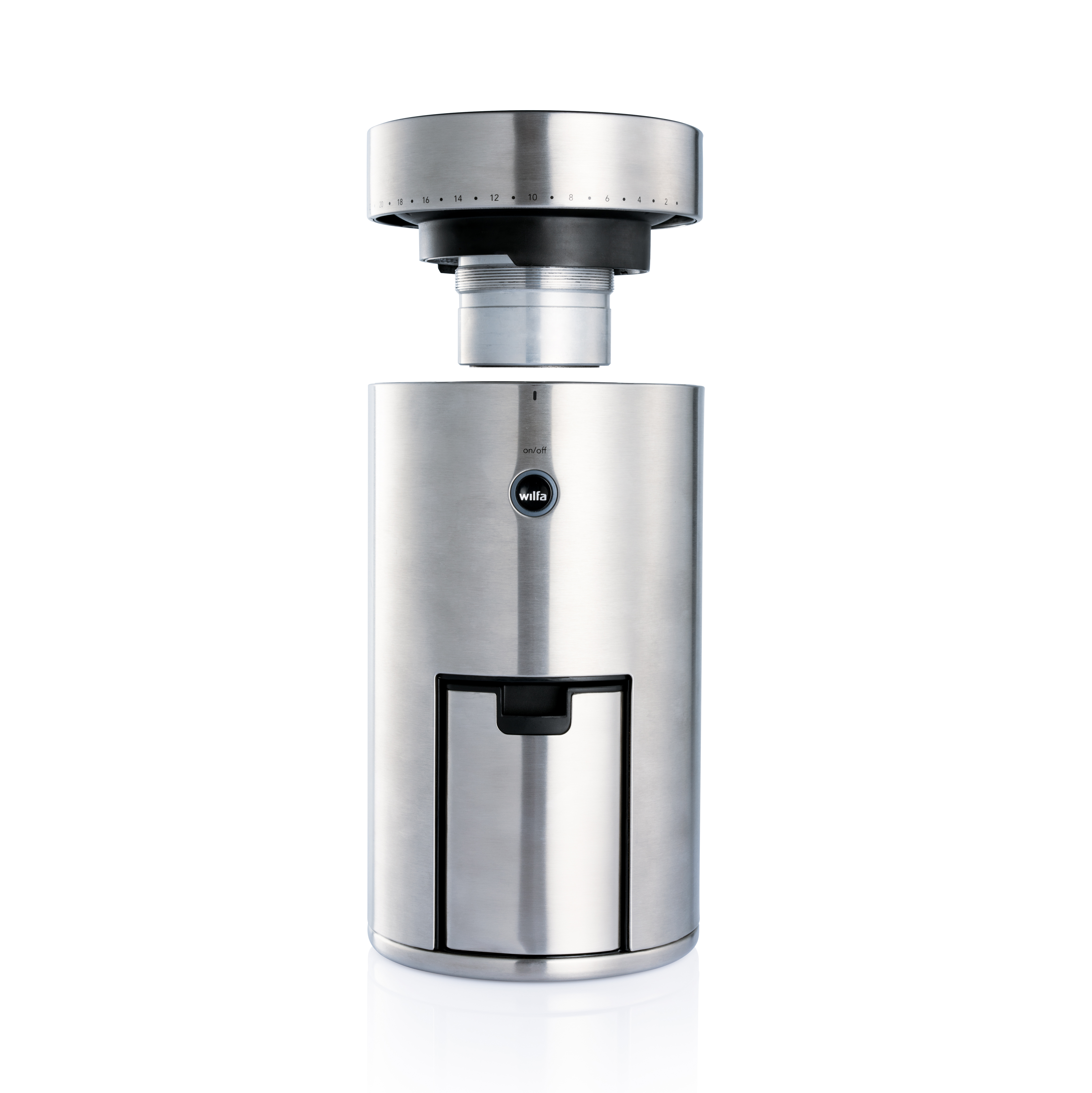 WILFA WSFB-100S Svart Uniform Kaffeemühle Silber 80 Watt, Langlebiges 58 mm großes Scheibenmahlwerk aus Edelstahl