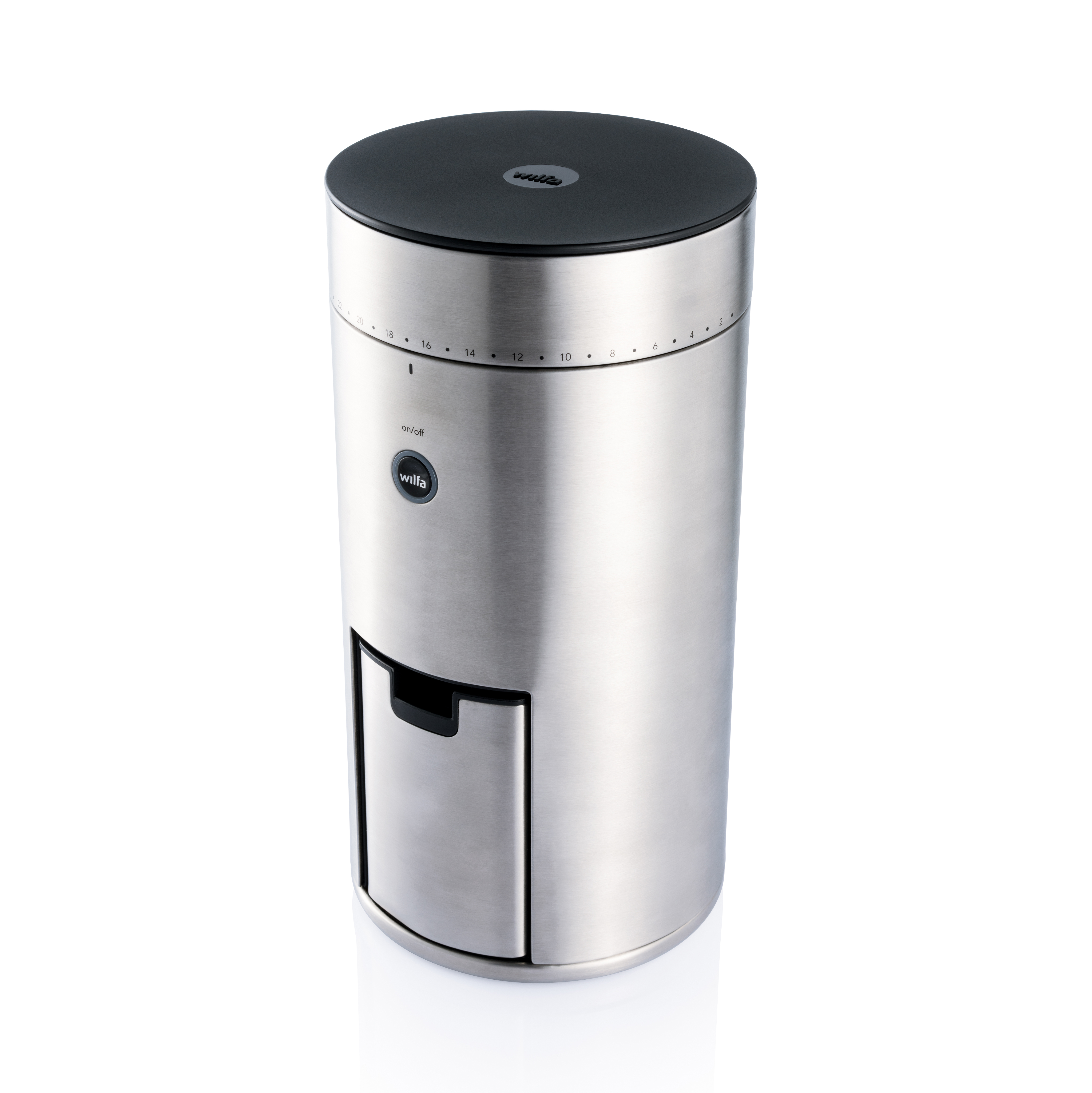 WILFA WSFB-100S Svart Uniform Kaffeemühle Silber 80 Watt, Langlebiges 58 mm großes Scheibenmahlwerk aus Edelstahl
