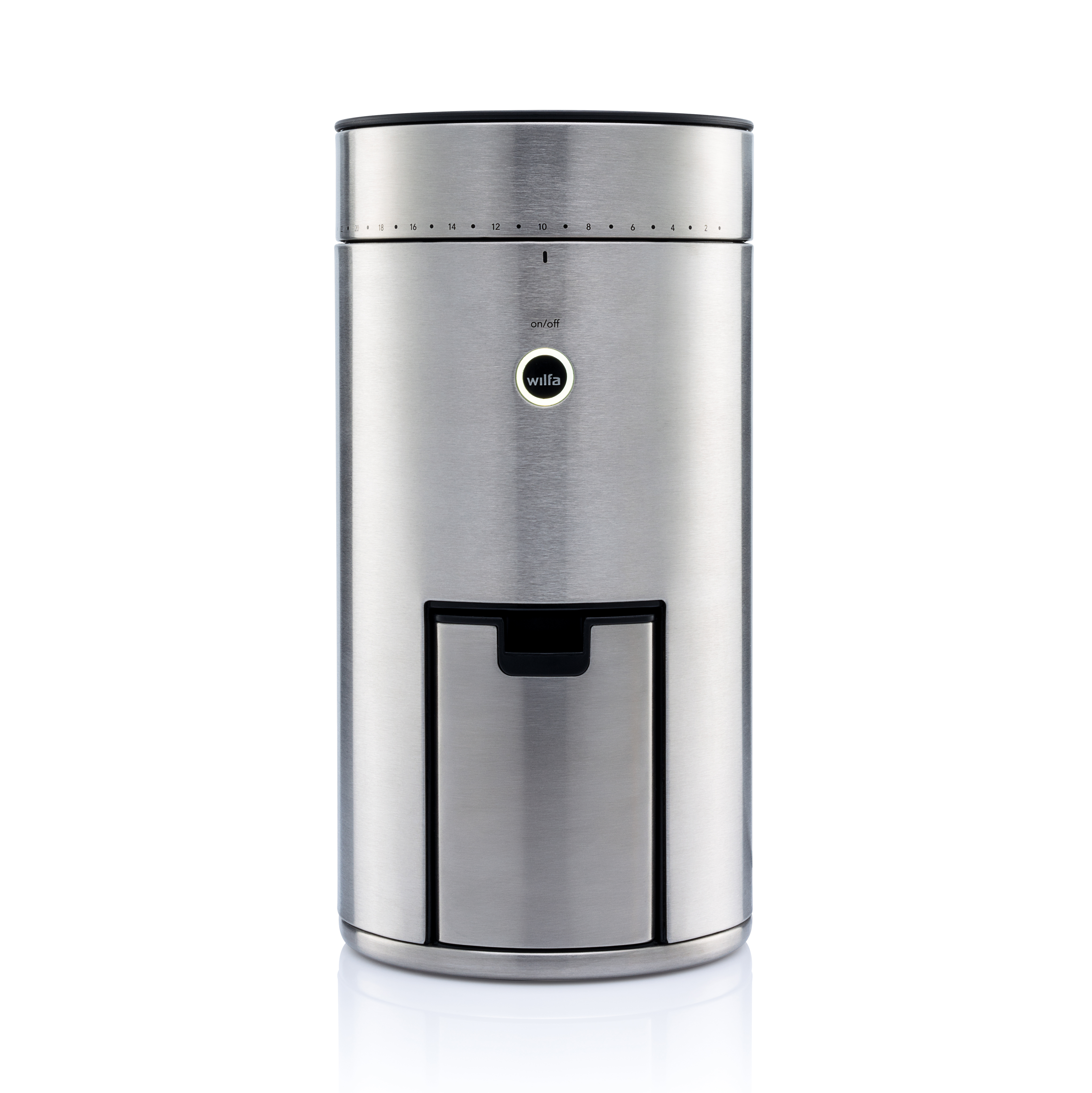 WILFA WSFB-100S Svart Uniform Kaffeemühle Silber 80 Watt, Langlebiges 58 mm großes Scheibenmahlwerk aus Edelstahl