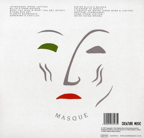 Masque Albumcover mit stilisiertem Gesicht und dem Titel 'Masque'.