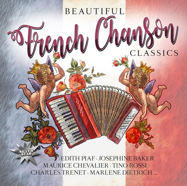 Albumcover mit Engeln und einem Akkordeon. Text: Beautiful French Chanson Classics.
