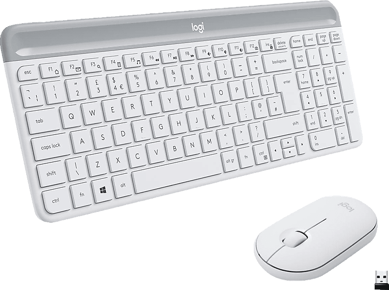 LOGITECH MK470 Slim Combo, Tastatur & Maus Set, kabellos, Weiß PC Mäuse MediaMarkt