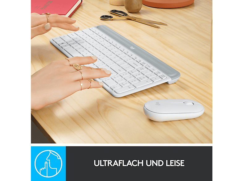 Thumbnail - LOGITECH MK470 Slim Combo, Tastatur & Maus Set, kabellos, Weiß