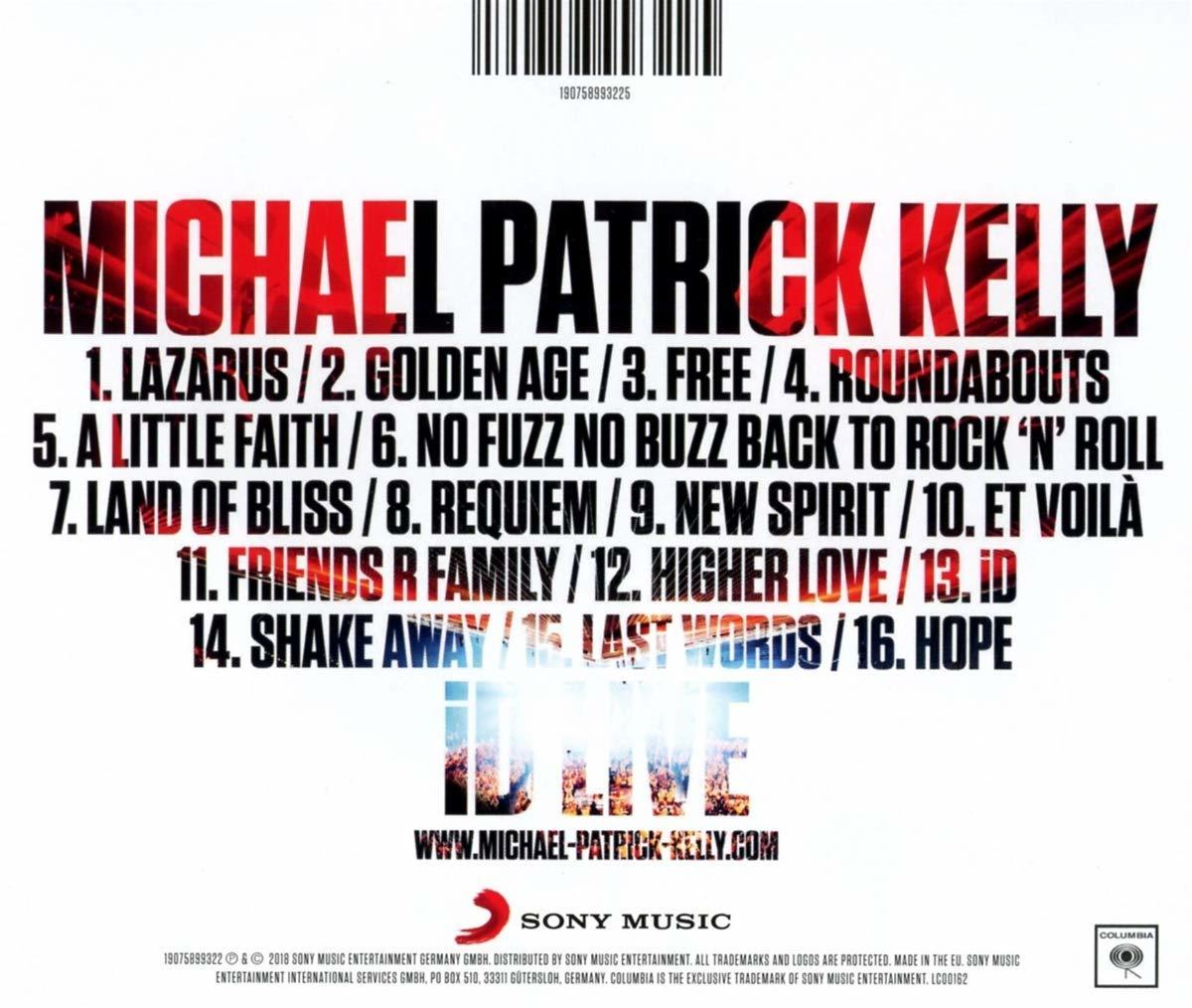 Rückseite eines Musikalbums mit Titelliste und Logo von Michael Patrick Kelly.