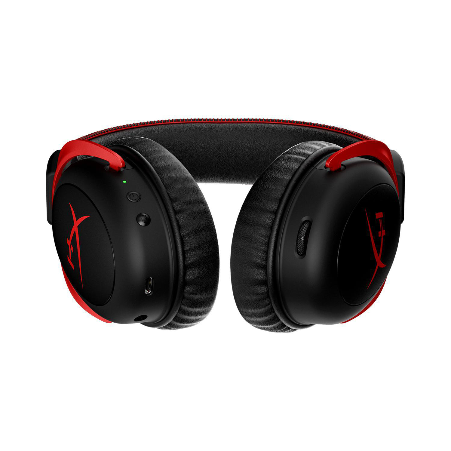 Schwarz-rotes Gaming-Headset mit HyperX-Logo und roten Akzenten an Ohrmuscheln und Kopfband.