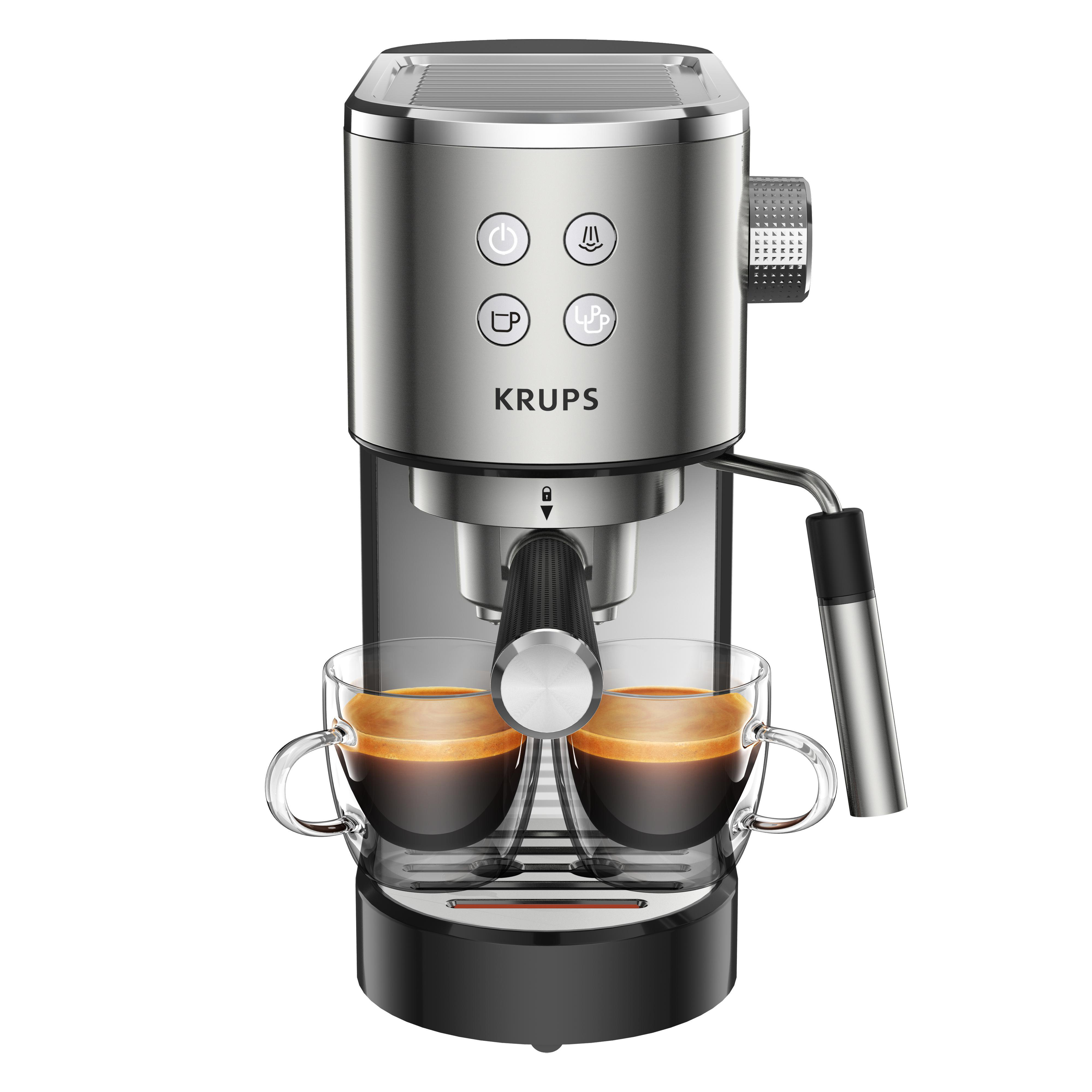KRUPS XP442C Virtuoso Espressomaschine Schwarz/verchromte Applikationen
