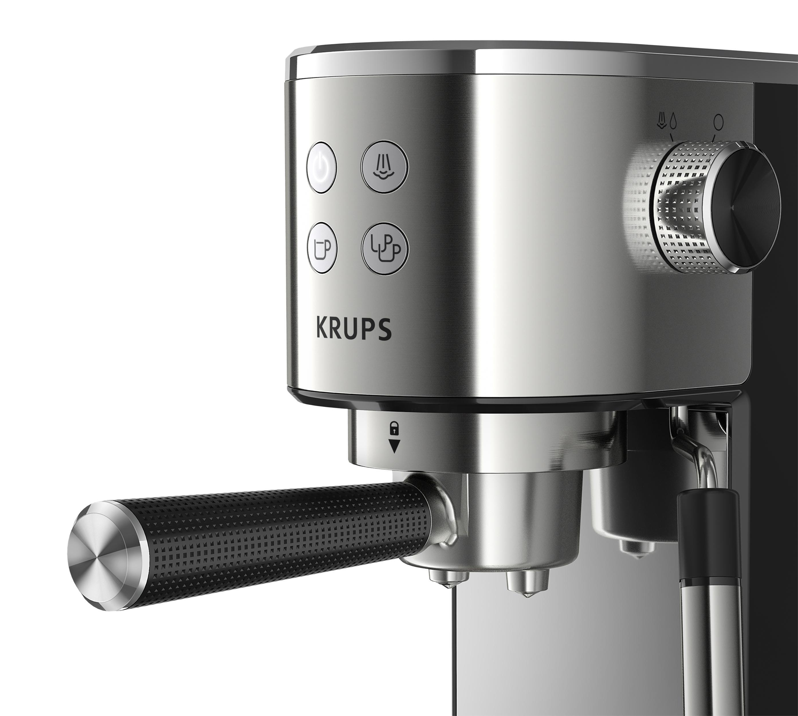 Schwarz/verchromte Virtuoso KRUPS Espressomaschine Applikationen XP442C