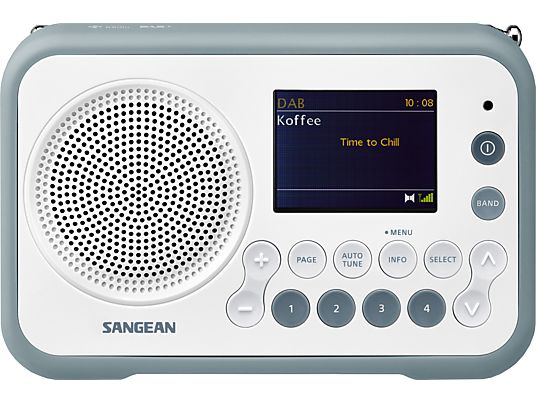 SANGEAN DPR-76 - Radio digitale (DAB, DAB+, FM, Bianco/Blu)