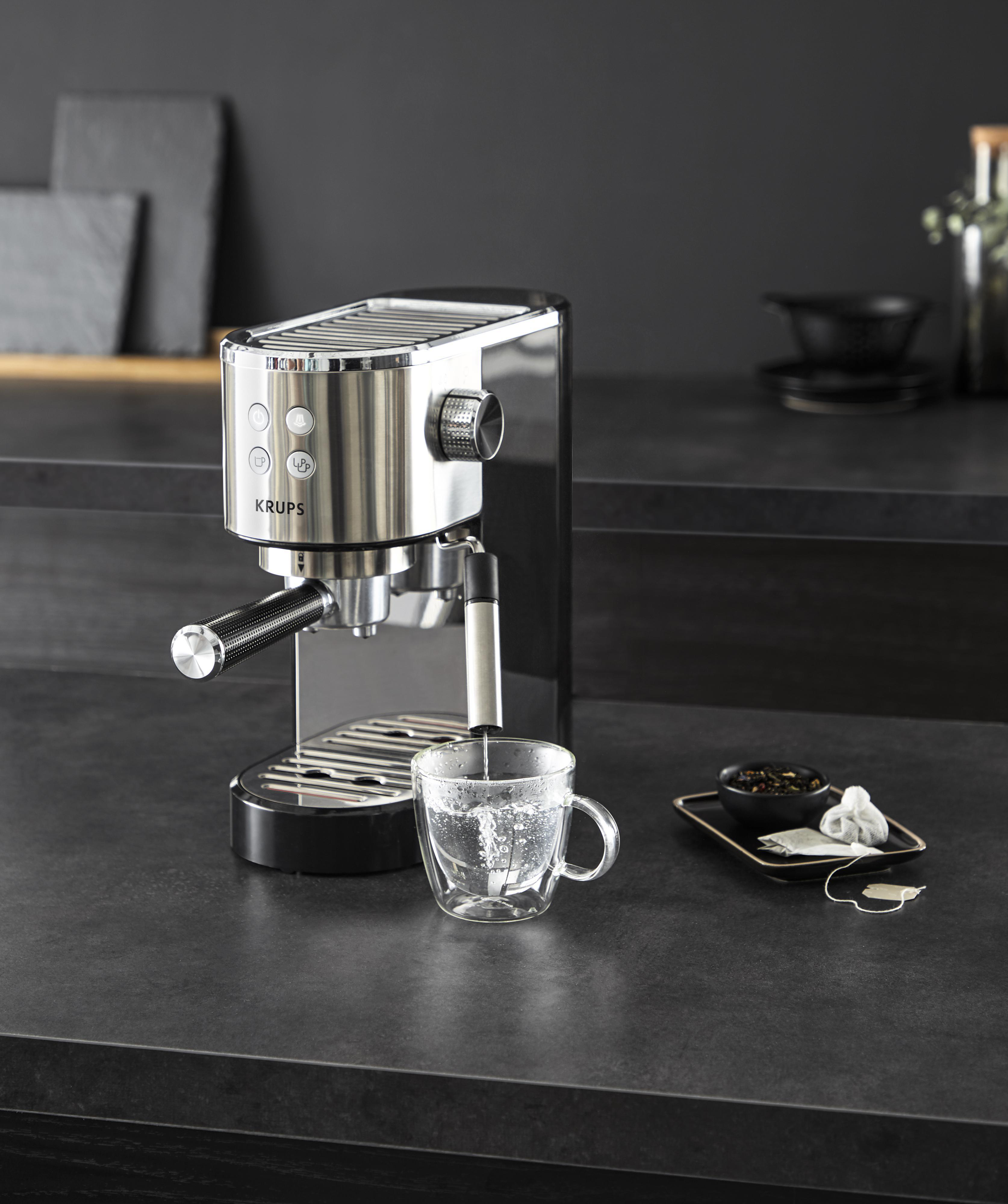 KRUPS XP442C Virtuoso Espressomaschine Schwarz/verchromte Applikationen