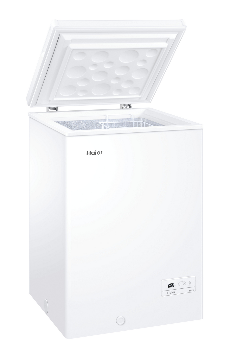 Congelador horizontal - Haier HCE103F, 100 l, Cesto metálico, 84.5 cm, Super Congelación, Blanco