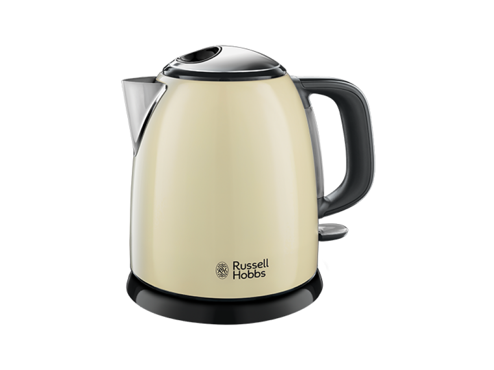 Hervidor de agua - Russel Hobbs Colours Plus+ Cream Mini, 1 l, 2400 W, Acero inoxidable, Filtro antical, Crema