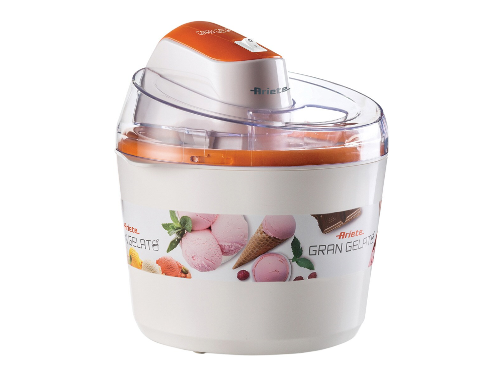 Heladera - Ariete 642 Gran Gelato, 1.5 l, 12 W, Desmontable, Cubeta con doble aislamiento, Blanco