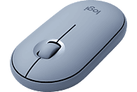 LOGITECH Maus Pebble M350, Bluetooth/USB, 1000dpi, Kabellos, Blau-Grau