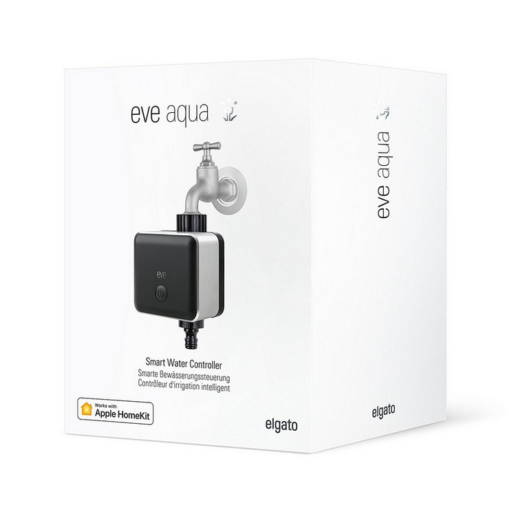 Controlador inteligente de riego - El Gato TV Eve Aqua, Apple HomeKit, Control voz, IPX4, Temporizador, Negro