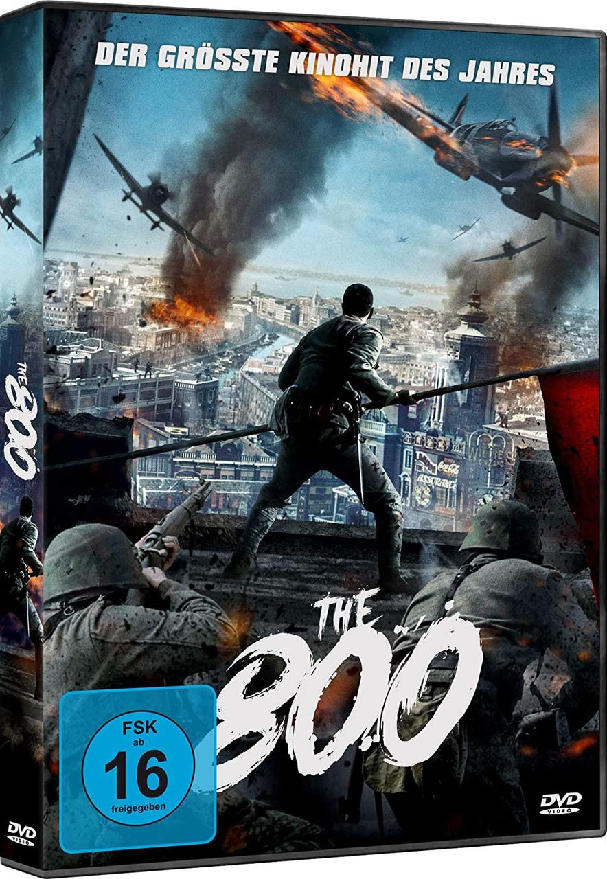 DVD-Cover mit Soldaten auf einem Dach, die kämpfen. Der Titel 'The 800' ist prominent.