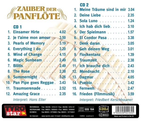 Die Rückseite einer Musik-CD-Hülle mit einer Liste von Songs, der Titel auf Deutsch.