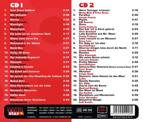 CD-Cover mit Songtiteln und Künstlern. Enthält CD1 und CD2 mit verschiedenen Musiktiteln.