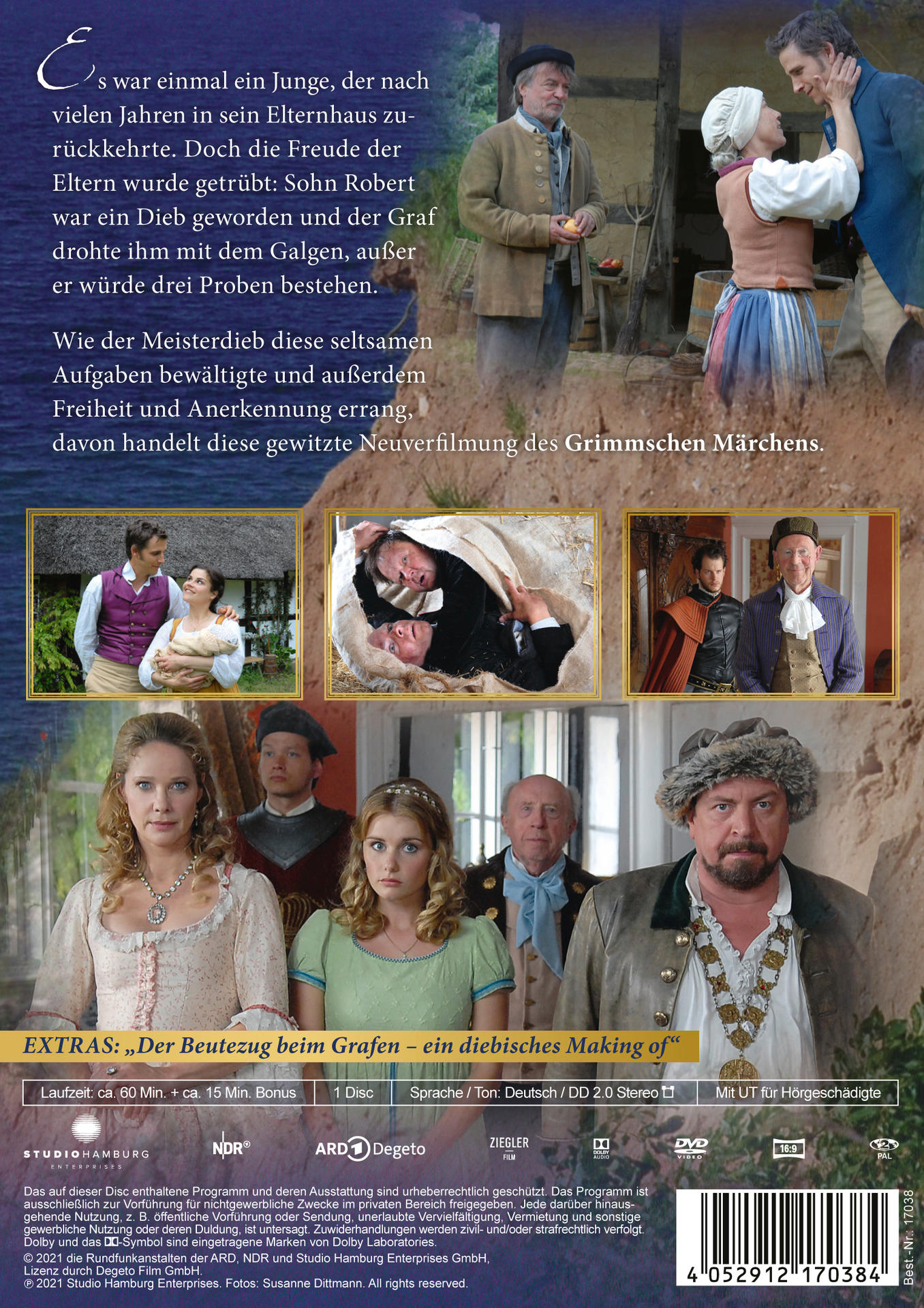 DVD-Cover, Rückseite. Filmszenen und Text auf Deutsch. Bilder von Schauspielern und Schauspielerinnen.