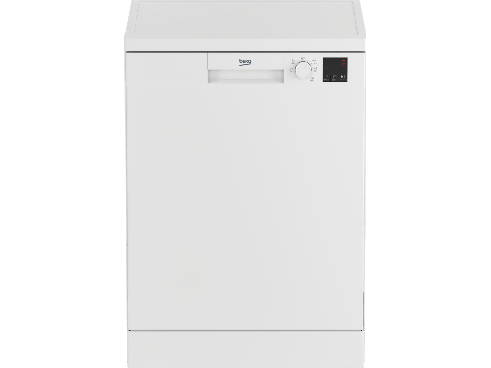 Lavavajillas - Beko DVN05320W, Independiente, 13 servicios, 5 programas, WaterSafe™, 60 cm, Blanco