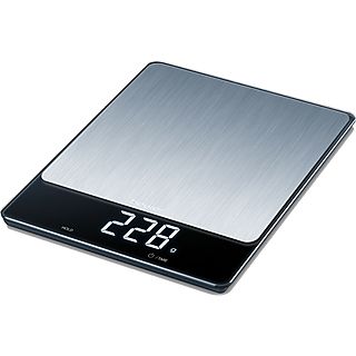 Balanza de cocina - Beurer KS 34 XL, 15 kg, Pantalla LCD, Antihuellas, Inox