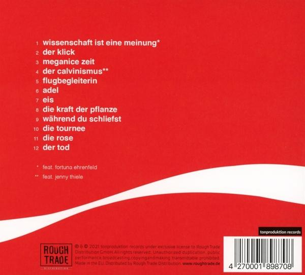 CD-Cover mit Titelliste. Rosa, lila und gelbe Farben. Text auf Deutsch.