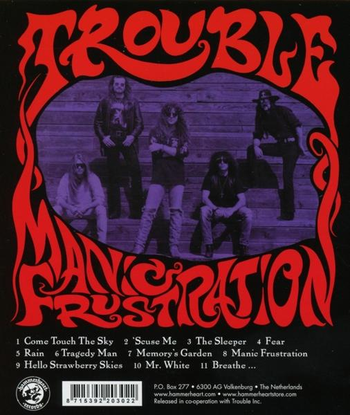 Albumcover mit einer Band. Die Band heißt Trouble. Roter Hintergrund.