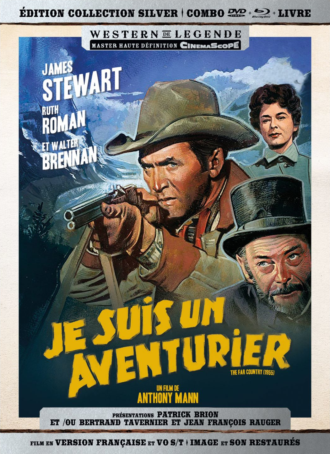 Filmposter voor Je Suis Un Aventurier. Een man richt een geweer, andere acteurs afgebeeld.