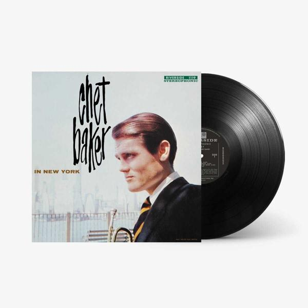 Chet Baker 'In New York' bakelit lemez borítója, a művész portréjával.