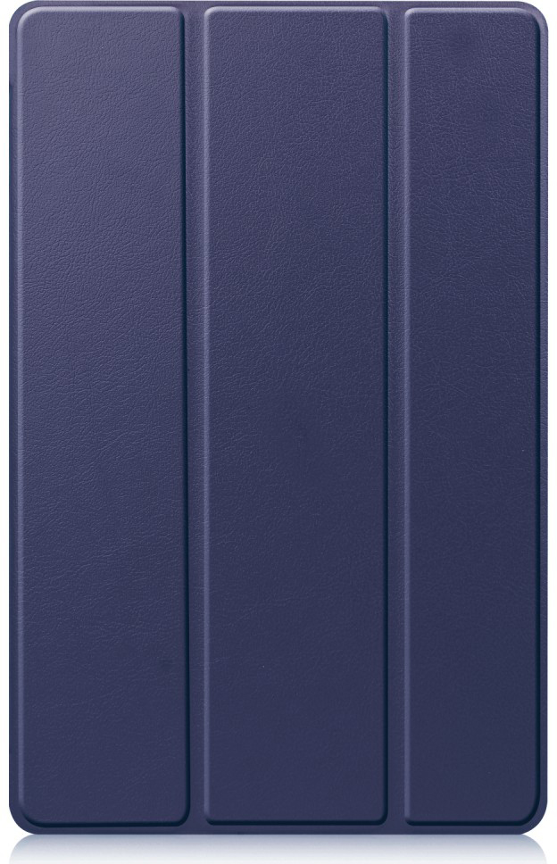 Egy összehajtott, sötétkék tablettok, texturált felülettel, felülről nézve.