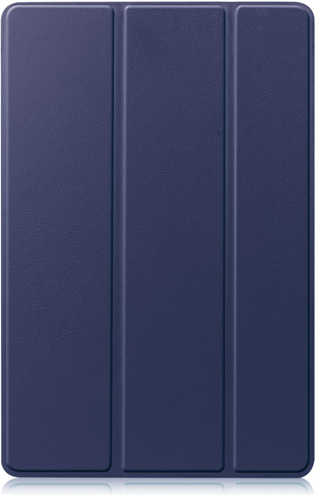 Sötétkék tablettok tri-fold dizájnnal, zárva, texturált felület látható.