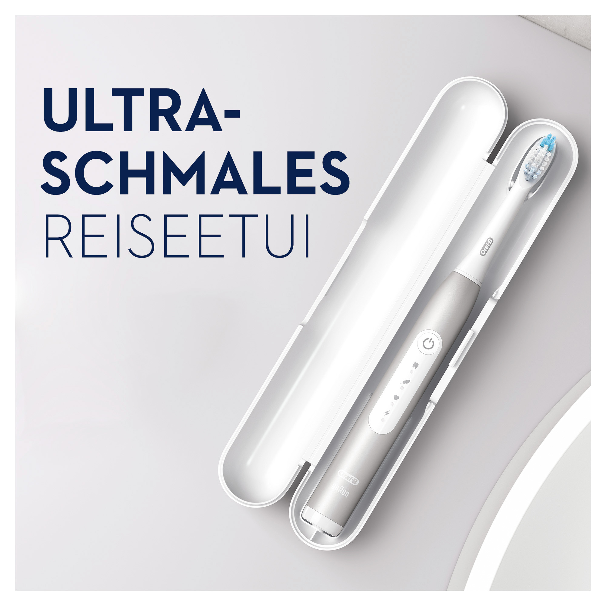 Schwarze Soundbar auf weißer Oberfläche, mit Mesh-Front.