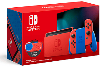 REACONDICIONADO Consola - Nintendo Switch Modelo 2019 (Ed. Mario), 6.2", Joy-Con, Azul y Rojo