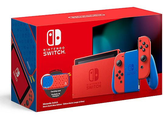 Consola - Nintendo Switch Modelo 2019 (Ed. Mario), 6.2", Joy-Con, Azul y Rojo