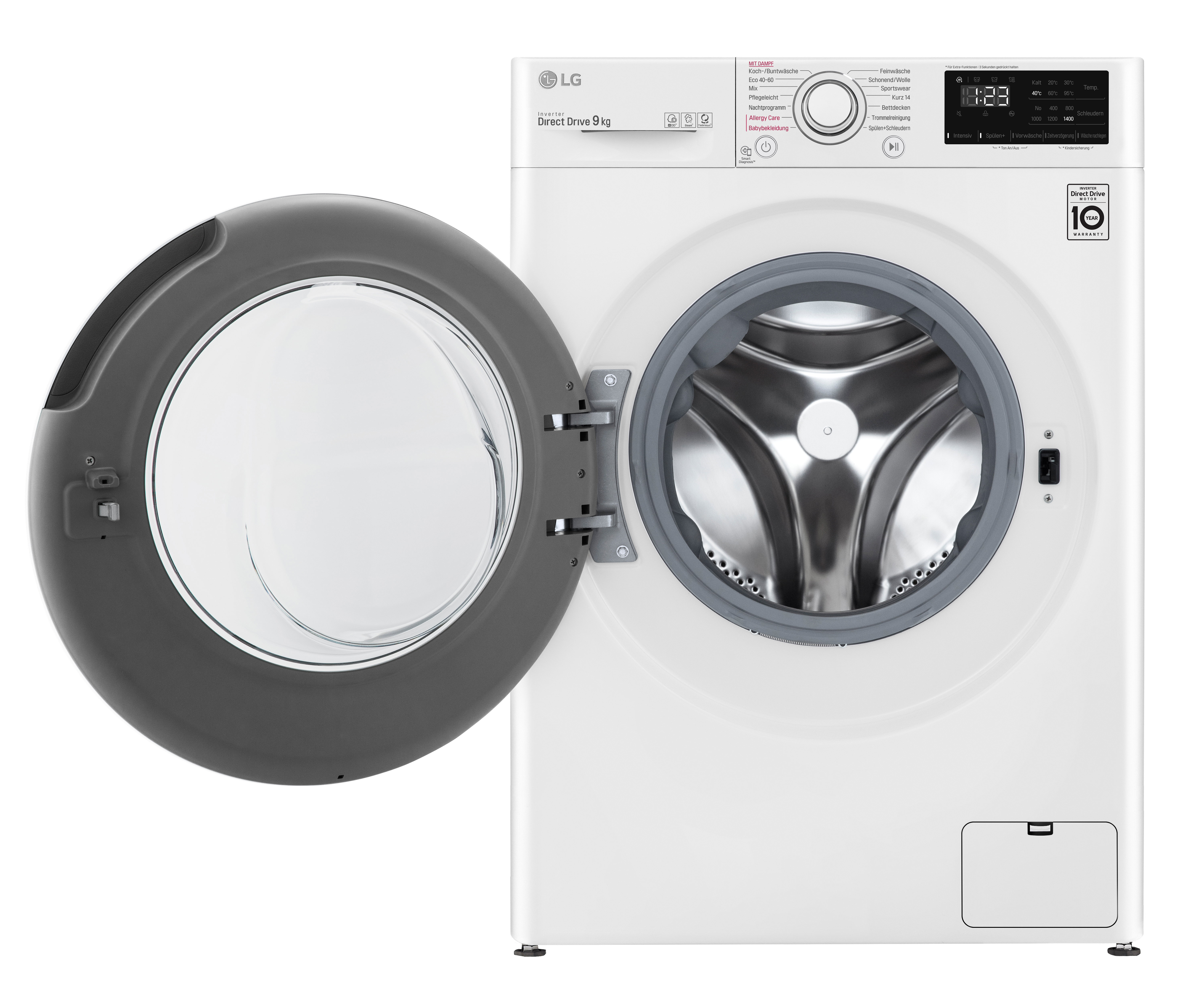 LG ELECTRONICS F4WV309S0 Waschmaschine Frontlader (9 kg, 1400 U/Min., B, Frontlader)