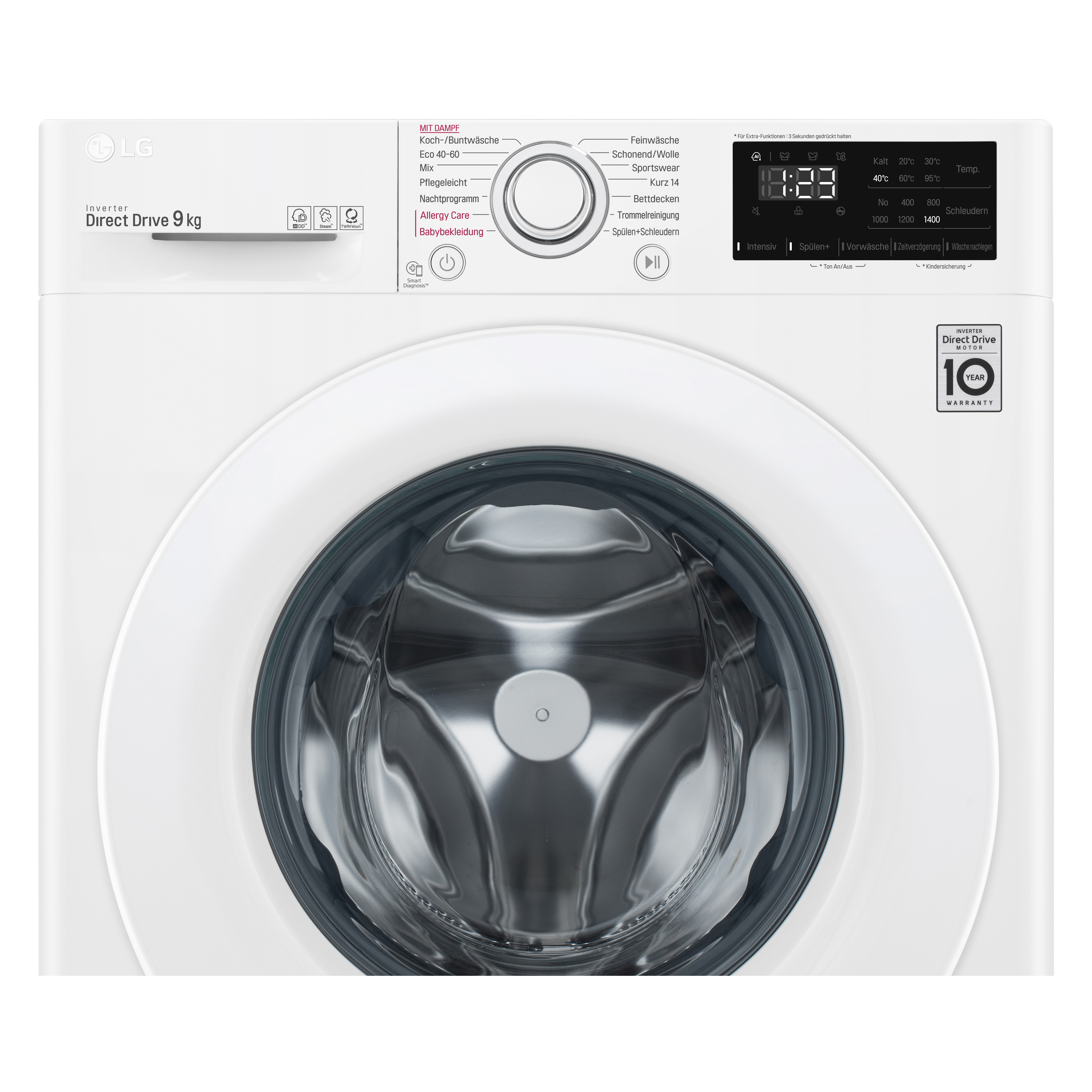 LG ELECTRONICS F4WV309S0 Waschmaschine Frontlader (9 kg, 1400 U/Min., B, Frontlader)