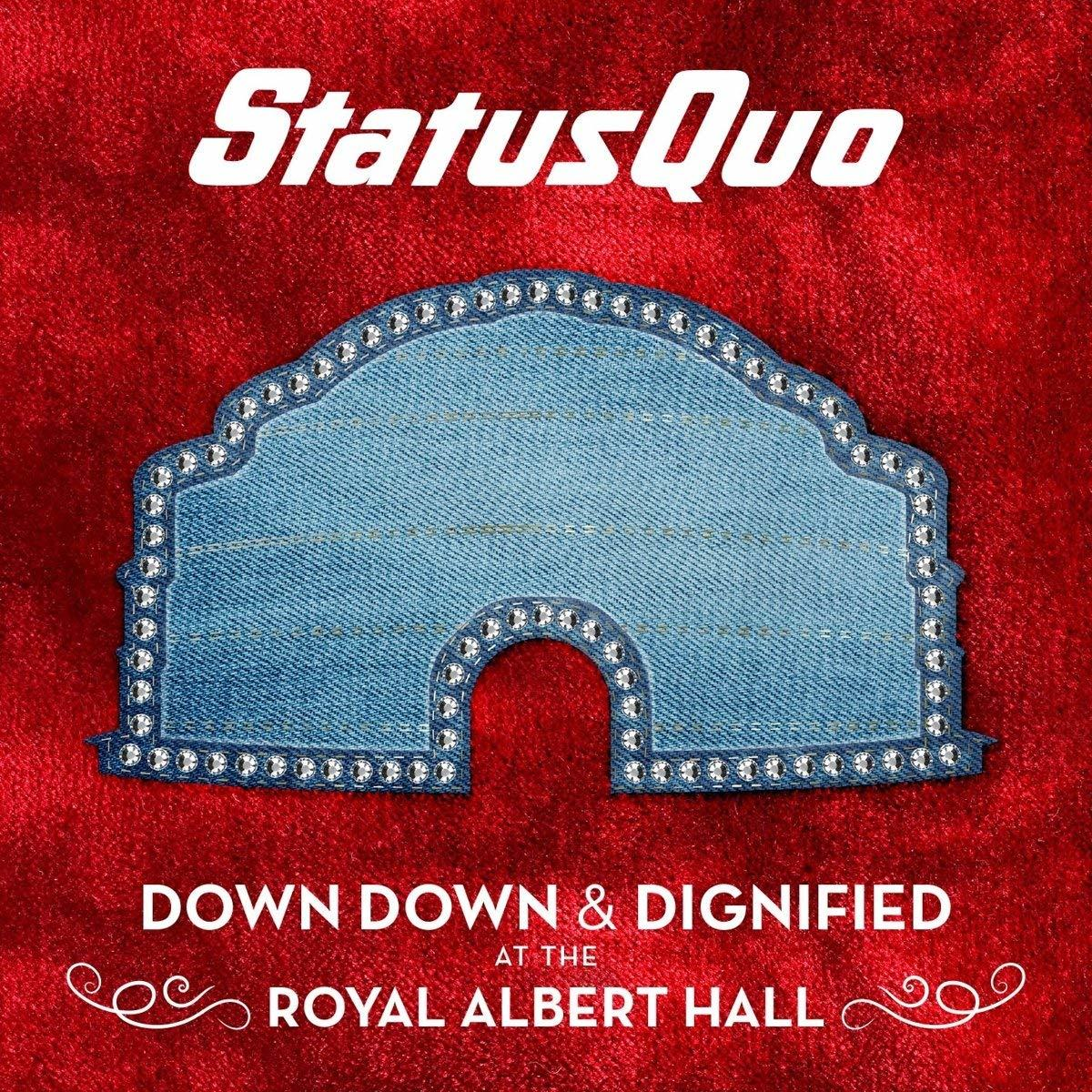 Album borító farmer és ékszerek dizájnnal, 'Status Quo' szöveggel.