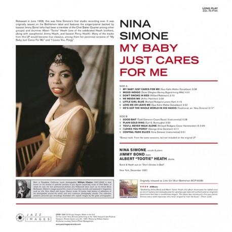 Nina Simone 'My Baby Just Cares for Me' című albumának borítója. Egy nő ruhában.