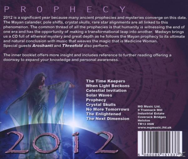 Egy zenei album hátsó borítója, próféciákról és 2012-ről szóló szöveggel.